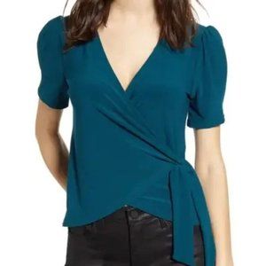 All In Favor (Nordstrom) Deep Teal Wrap Top S *GU